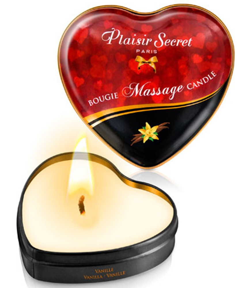 Mini bougie de massage à la vanille boîte coeur 35ml - CC826062